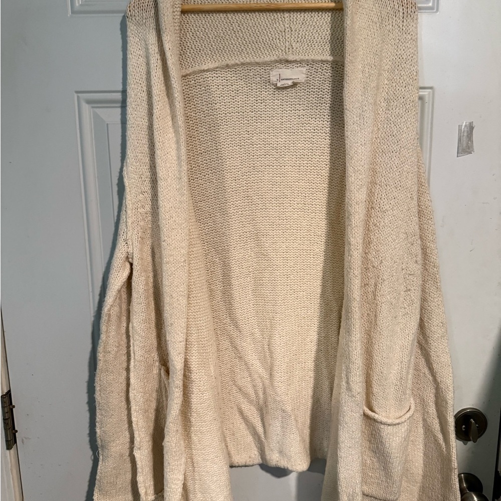 Anthropologie Cream Knit Cardigan Sweater